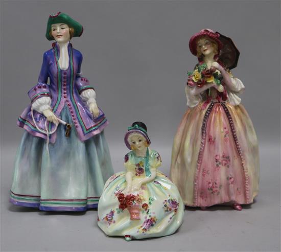 Three Doulton figures, Regency HN1752, Monica 1458, June 1691